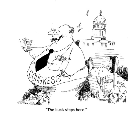 Cartoon: The buck stops here (medium) by Joebrowntoons tagged congress,greed,lobbyist,democrat,republican,obama,hill,capital,washington,politician,representative,senator,bribery,money