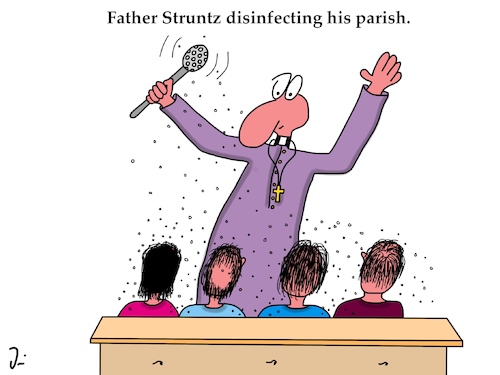 Cartoon: Disinfection (medium) by PeterD tagged church,father,corona,disinfection