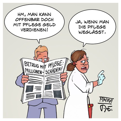 Cartoon: Betrug in der Pflege (medium) by Timo Essner tagged pflegebetrug,soziale,berufe,altenpflege,krankenpflege,betrug,missbrauch,millionenschäden,löhne,gehälter,leistungen,kriminelle,kontrollen,cartoon,timo,essner,pflegebetrug,soziale,berufe,altenpflege,krankenpflege,betrug,missbrauch,millionenschäden,löhne,gehälter,leistungen,kriminelle,kontrollen,cartoon,timo,essner