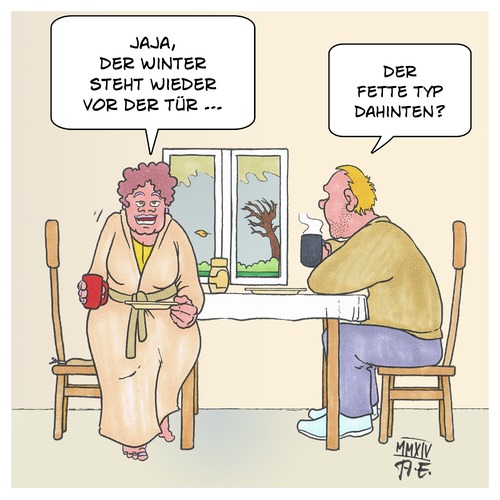 Cartoon: der Winter steht vor der Tür (medium) by Timo Essner tagged winter,jahreszeit,saison,season,der