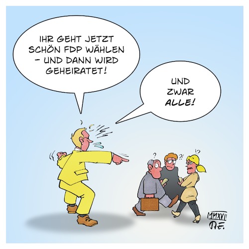 Cartoon: FDP und die Ehe für alle (medium) by Timo Essner tagged christian,lindner,fdp,wahlkampf,bundestagswahl,2017,populäre,themen,wählerstimmen,populismus,cartoon,timo,essner,christian,lindner,fdp,wahlkampf,bundestagswahl,2017,populäre,themen,wählerstimmen,populismus,cartoon,timo,essner