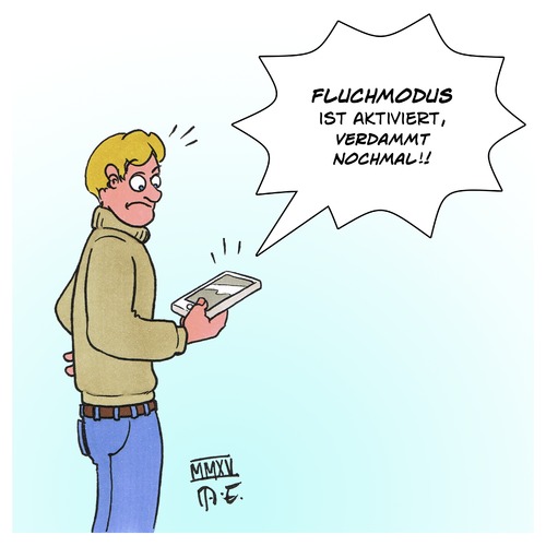 Cartoon: Fluchmodus (medium) by Timo Essner tagged flugmodus,smartphones,mobil,telefon,handy,cellphone,flugmodus,smartphones,mobil,telefon,handy,cellphone,mißverständnis,verstehen