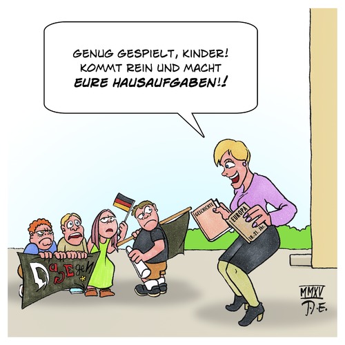 Cartoon: Hausaufgaben (medium) by Timo Essner tagged pegida,geschichte,hausaufgaben,pegida,geschichte,hausaufgaben,rechtsradikal,populisten,kinder,kindergarten,schule,ostdeutschland,sachsen