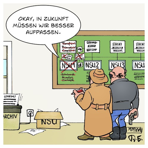 Cartoon: NSU Verfassungsschutz Bilanz (medium) by Timo Essner tagged nsu,prozess,verfassungsschutz,killer,mörder,vleute,verdeckte,operationen,strafvereitelung,im,amt,grundgesetz,stgb,roehwer,mundlos,böhnhardt,zschäpe,vmänner,corelli,primus,tarif,cartoon,timo,essner,nsu,prozess,verfassungsschutz,killer,mörder,vleute,verdeckte,operationen,strafvereitelung,im,amt,grundgesetz,stgb,roehwer,mundlos,böhnhardt,zschäpe,vmänner,corelli,primus,tarif,cartoon,timo,essner