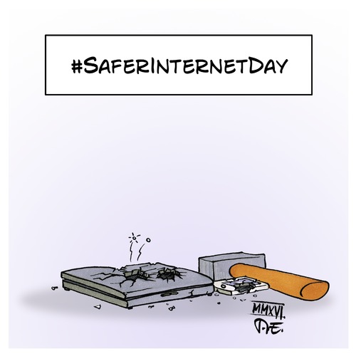Cartoon: SaferInternetDay (medium) by Timo Essner tagged internet,surfen,google,facebook,smartphones,digitale,sicherheit,safer,day,cartoon,timo,essner,internet,surfen,google,facebook,smartphones,digitale,sicherheit,safer,day,cartoon,timo,essner