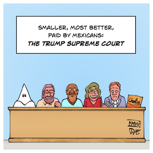 Cartoon: Trump Supreme Court (medium) by Timo Essner tagged donald,trump,us,elections,potus,supreme,court,kkk,ku,klux,klan,chuck,norris,bill,cosby,sarah,palin,michael,cohen,cheetos,cartoon,timo,essner,donald,trump,us,elections,potus,supreme,court,kkk,ku,klux,klan,chuck,norris,bill,cosby,sarah,palin,michael,cohen,cheetos,cartoon,timo,essner