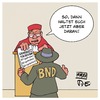 Cartoon: BND Grundgesetz (small) by Timo Essner tagged bundesverfassungsgericht verfassungsgericht grundgesetz geheimdienste bürger datenschutz bnd cartoon timo essner