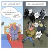 Cartoon: Trump Amtseinführung Tag 1 und 2 (small) by Timo Essner tagged donald trump usa präsident potus bibel terminator cartoon timo essner