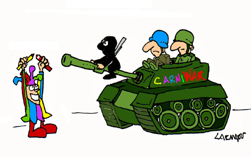 Cartoon: CarniWar (medium) by Carma tagged carnival,war,party,terrorism,conflicts,charlie,hebdo
