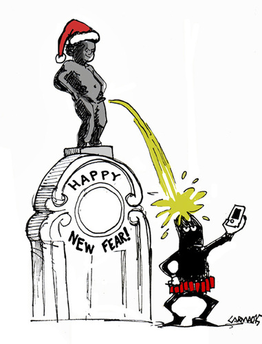 Cartoon: The Last Selfie of 2015 (medium) by Carma tagged alert,terrorism,fear,2016,year,new,happy