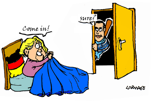 Cartoon: Opening (medium) by Carma tagged angela,merkel,opens,to,tsipras,greece,germany,politics