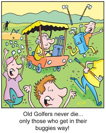 Cartoon: TP0068golf (medium) by comicexpress tagged golf,golfer,sport,outdoors,recreation,hobby,cart,old,aged,geriatric,pensioner,hazrads