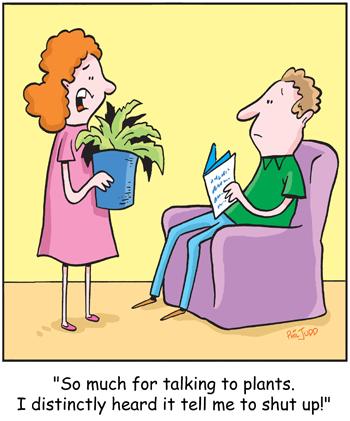 Cartoon: TP0077gardening (medium) by comicexpress tagged plant,plants,gardening,gardener,vegetation,bush,fern,soaking,shut,up,rude,manners