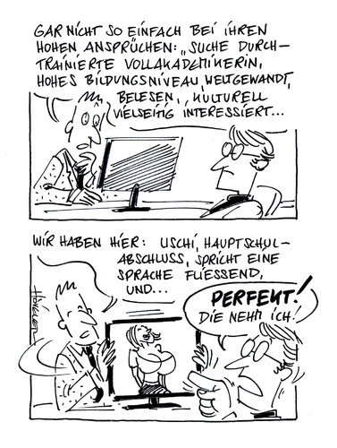 Cartoon: Dating Agentur (medium) by Hoevelercomics tagged dating,singles,partnervermittlung,agentur,date