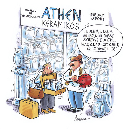 Cartoon: Griechenland (medium) by Hoevelercomics tagged griechenland,greece,kredit,finanzhilfe,money,geld,bank,milliarden