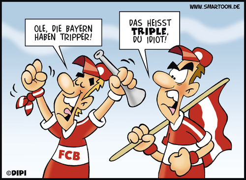 Cartoon: Das Triple (medium) by DIPI tagged fussball,triple,bayern,münchen,erfolg,sieg,meister,fussball,triple,bayern,münchen,erfolg,sieg,meister