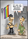 Cartoon: Toleranz (small) by DIPI tagged toleranz,lack,leder,gay,intoleranz