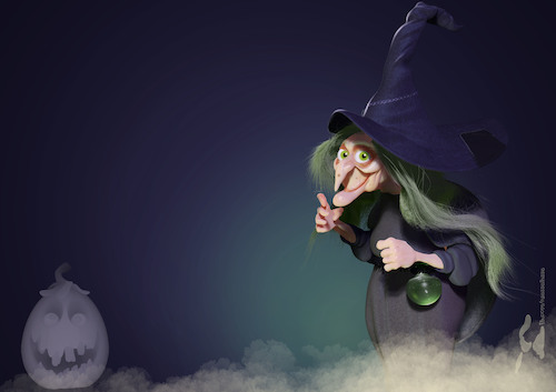 Cartoon: Halloween Witch (medium) by Rüsselhase tagged witch,halloween,green