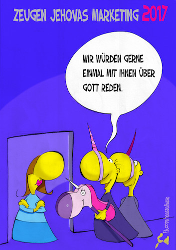 Cartoon: Jehovas 2017 (medium) by Rüsselhase tagged jehovas,gott,einhorn