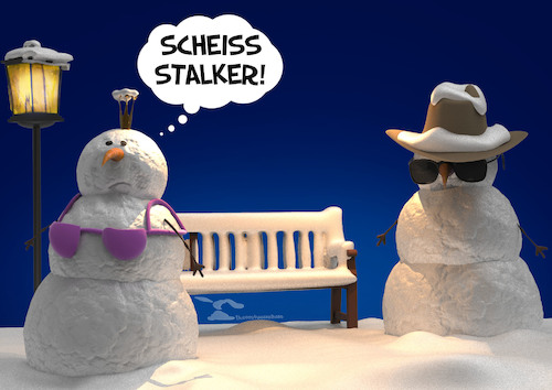 Cartoon: Nachts im Park (medium) by Rüsselhase tagged schneemann,schneefrau,stalker