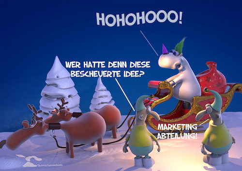 Cartoon: unicorn before christmas (medium) by Rüsselhase tagged weihnachten,einhorn,funny,cartoon,winter