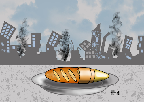 Cartoon: Bread and Bullet (medium) by jabar tagged bread,and,bullet