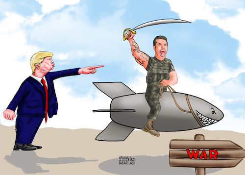 Cartoon: trump WAR (medium) by jabar tagged trump