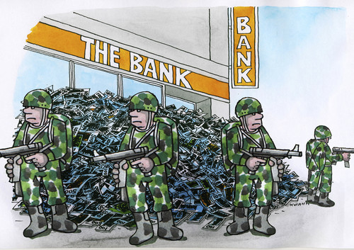 Cartoon: bankvoj (medium) by Lubomir Kotrha tagged money,bank,eu,euro,dollar,crisis,cyprus