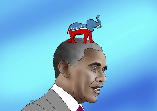 Cartoon: barackelef (medium) by Lubomir Kotrha tagged usa,elections,obama,barack,world,peace,war