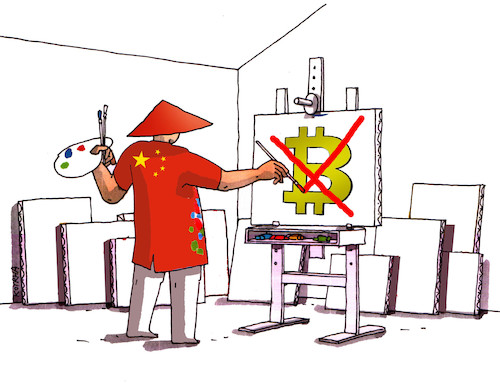 Cartoon: bitmaliar (medium) by Lubomir Kotrha tagged china,bitcoin,china,bitcoin