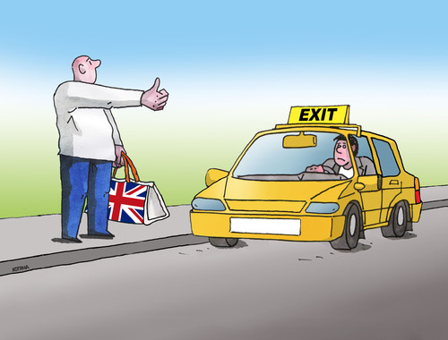 Cartoon: brexitaxi (medium) by Lubomir Kotrha tagged brexit,cameron,libra,euro,world,referendum