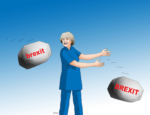 Cartoon: brexitstones (medium) by Lubomir Kotrha tagged eu,brexit,may,euro,libra