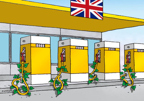 Cartoon: britfuel (medium) by Lubomir Kotrha tagged great,britain,fuel,supply,problems,brexit,eu,great,britain,fuel,supply,problems,brexit,eu