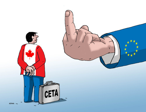 Cartoon: cetafiga (medium) by Lubomir Kotrha tagged ceta,canada,eu,valonien,belgien,europa