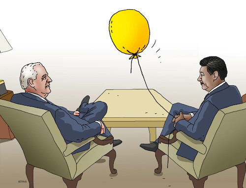 Cartoon: chinabalon (medium) by Lubomir Kotrha tagged usa,china,balloons,usa,china,balloons