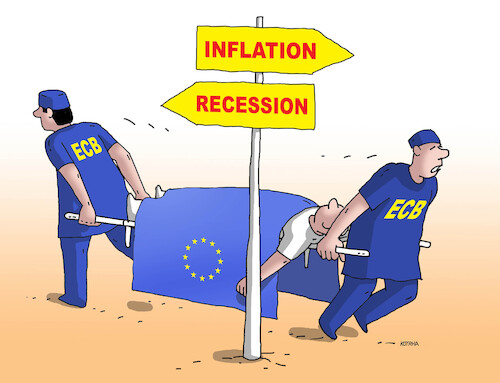 Cartoon: ecbkde-en (medium) by Lubomir Kotrha tagged ecb,inflation,recession,euro,eu,ecb,inflation,recession,euro,eu
