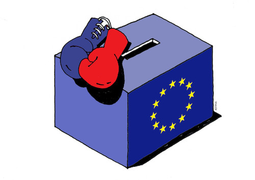 Cartoon: eubox19 (medium) by Lubomir Kotrha tagged eu,europe,parliamentary,election,euro,dollar,libra