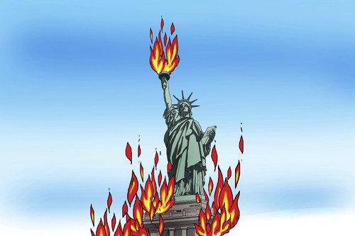 Cartoon: fergufire (medium) by Lubomir Kotrha tagged people,war,peace,world,protests,usa,ferguson