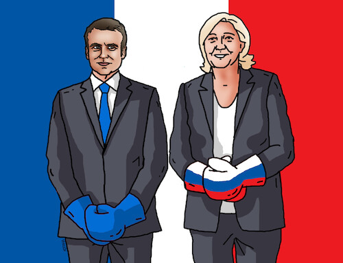 Cartoon: francebox22a (medium) by Lubomir Kotrha tagged france,elections,macron,le,pen,france,elections,macron,le,pen