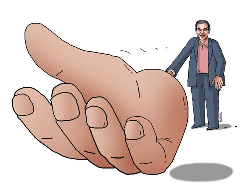 Cartoon: greehand (medium) by Lubomir Kotrha tagged greece,eu,referendum,syriza,tsipras,ecb,reforms,money,debt,euro