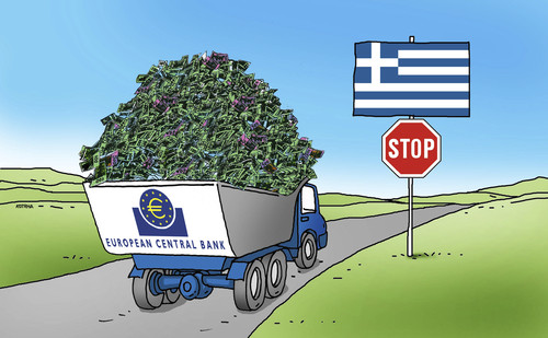 Cartoon: greestop (medium) by Lubomir Kotrha tagged greece,eu,europe,money,ecb,stop,syriza