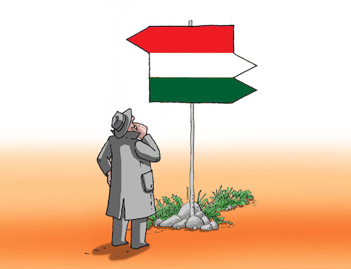 Cartoon: hunsmery (medium) by Lubomir Kotrha tagged hungary,elections,orban,magyar,fidesz,tisza,hungary,elections,orban,magyar,fidesz,tisza