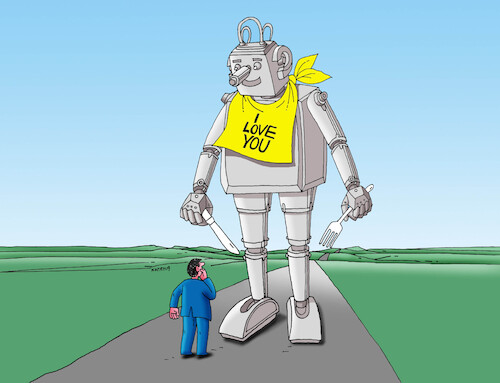 Cartoon: ilove-hn (medium) by Lubomir Kotrha tagged terminators,robot,terminators,robot