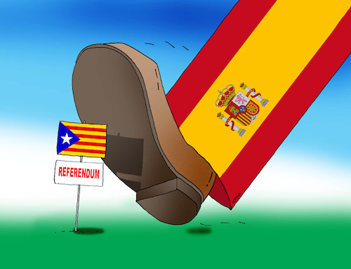 Cartoon: katalslap (medium) by Lubomir Kotrha tagged catalonia,refererendum,independence,spain,europa,barcelona,madrid