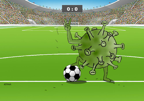 Cartoon: korovictory2 (medium) by Lubomir Kotrha tagged sport,soccer,corona,covid,sport,soccer,corona,covid