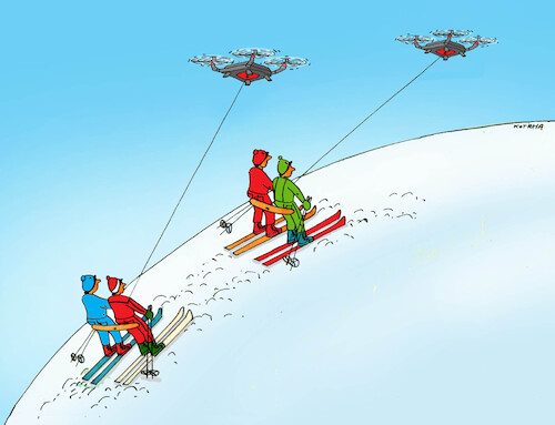 Cartoon: lyzedron (medium) by Lubomir Kotrha tagged winter,snow,skiing,skiers,lifts,winter,snow,skiing,skiers,lifts