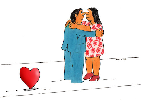 Cartoon: majznacka (medium) by Lubomir Kotrha tagged may,love,woman,man,may,love,woman,man