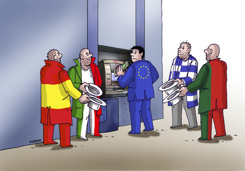 Cartoon: moneymat (medium) by Lubomir Kotrha tagged eu,union,crisis,money,bank
