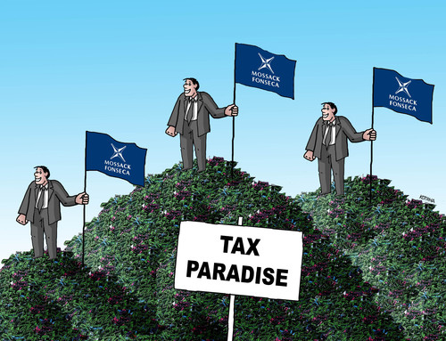 Cartoon: mossaraj-en (medium) by Lubomir Kotrha tagged world,paradise,tax,papers,panama