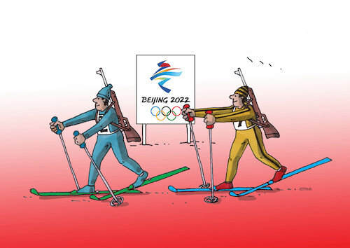Cartoon: olymp22 (medium) by Lubomir Kotrha tagged winter,olympic,games,2022,china,peking,winter,olympic,games,2022,china,peking